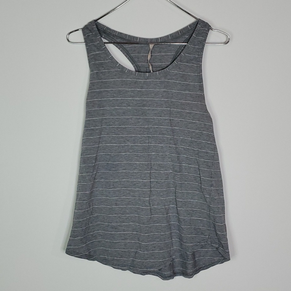 LULULEMON size 4 striped gray athletic tank top